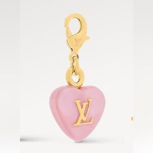 Louis Vuitton Pink Heart Charm with Gold LV Details and clasp New with tags